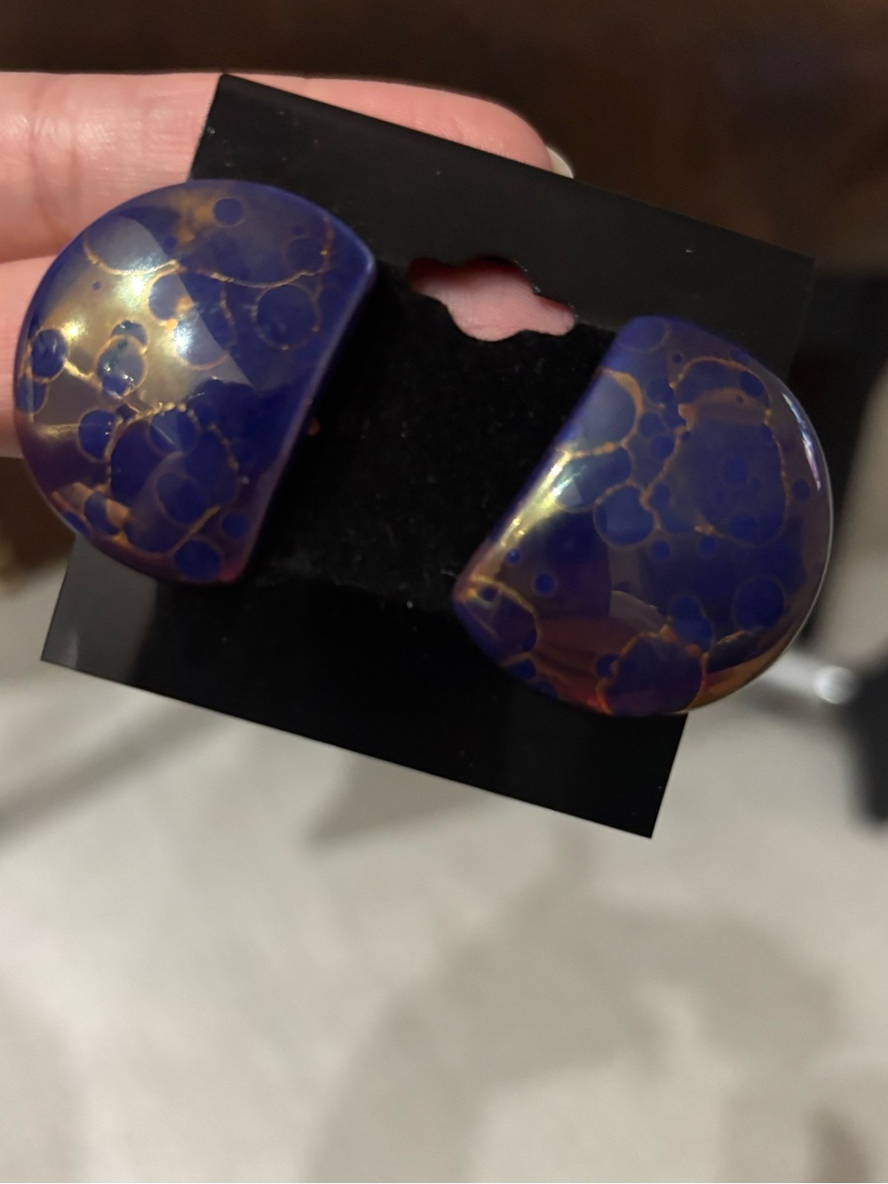 Purple and Gold Semicircular Statement Earrings